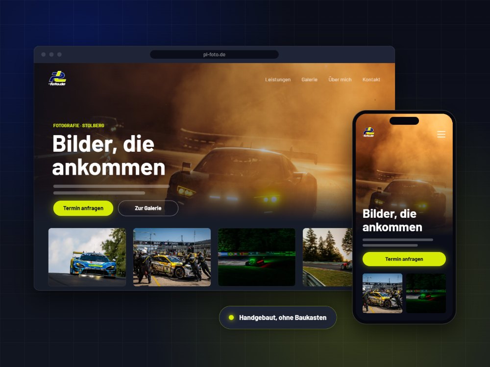 Die PL-FOTO-Website als Desktop- und Smartphone-Ansicht